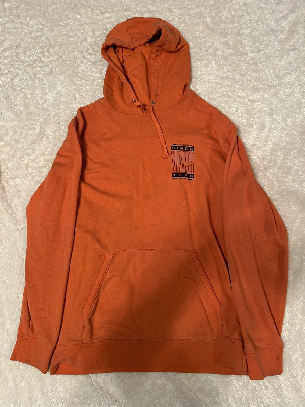 Vans Men's Orange Pullover Hoodie with Chest Logo